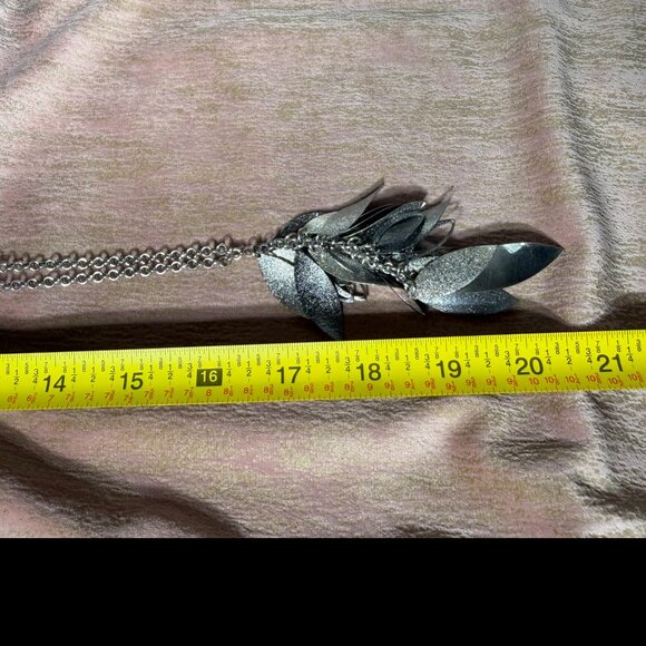 Charming Charlie Silver-Tone Leaf Pendant Necklace — 32" Chain - Picture 3 of 4